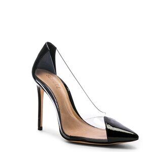 Schutz Cendi High Heel Pumps Leather Shoes Transparent Clear Black Size 7.5